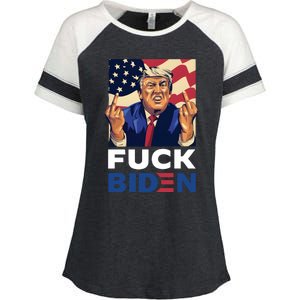 Fuck Biden Funny Trump Middle Finger Enza Ladies Jersey Colorblock Tee