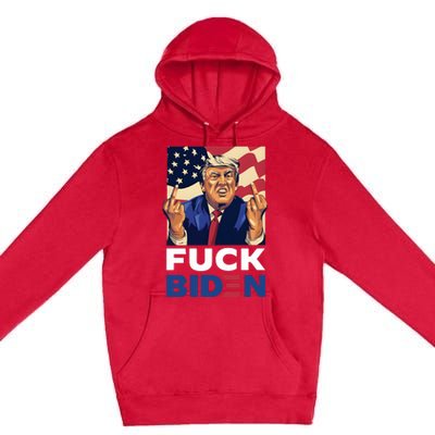 Fuck Biden Funny Trump Middle Finger Premium Pullover Hoodie