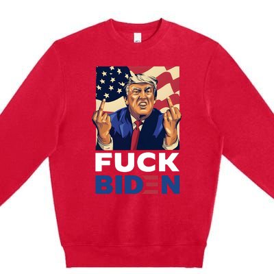 Fuck Biden Funny Trump Middle Finger Premium Crewneck Sweatshirt