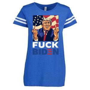 Fuck Biden Funny Trump Middle Finger Enza Ladies Jersey Football T-Shirt