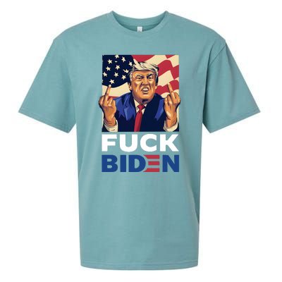 Fuck Biden Funny Trump Middle Finger Sueded Cloud Jersey T-Shirt