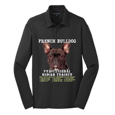 French Bulldog Frenchie Brindle Professional Human Trainer Silk Touch Performance Long Sleeve Polo