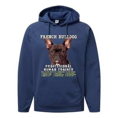 French Bulldog Frenchie Brindle Professional Human Trainer Performance Fleece Hoodie