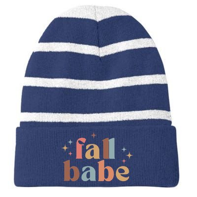 Fall Babe Striped Beanie with Solid Band