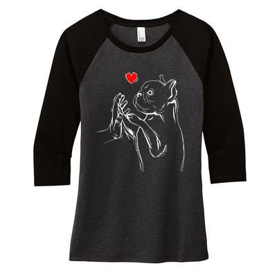 French Bulldog Frenchie Love Dog Mom Women's Tri-Blend 3/4-Sleeve Raglan Shirt