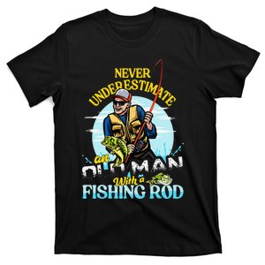 Funny Bass Fishing Birthday Fathers Day Old Man T-Shirt