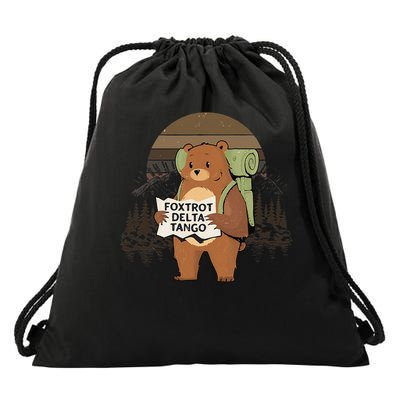 Funny Bear Foxtrots Deltas Tango Drawstring Bag