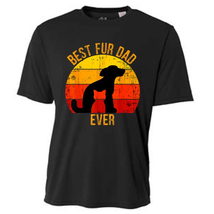 Funny Best Fur Dad Ever Vintage Retro Dog Cat Owner Cooling Performance Crew T-Shirt