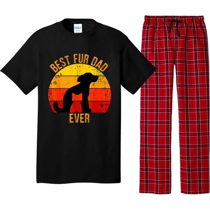 Funny Best Fur Dad Ever Vintage Retro Dog Cat Owner Pajama Set