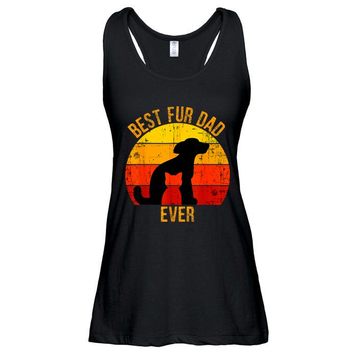 Funny Best Fur Dad Ever Vintage Retro Dog Cat Owner Ladies Essential Flowy Tank