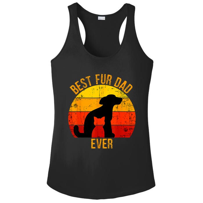 Funny Best Fur Dad Ever Vintage Retro Dog Cat Owner Ladies PosiCharge Competitor Racerback Tank