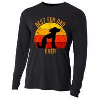 Funny Best Fur Dad Ever Vintage Retro Dog Cat Owner Cooling Performance Long Sleeve Crew