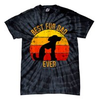 Funny Best Fur Dad Ever Vintage Retro Dog Cat Owner Tie-Dye T-Shirt