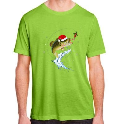 Funny Bass Fishing Santa Hat Christmas Pajama Fisher Fish Adult ChromaSoft Performance T-Shirt