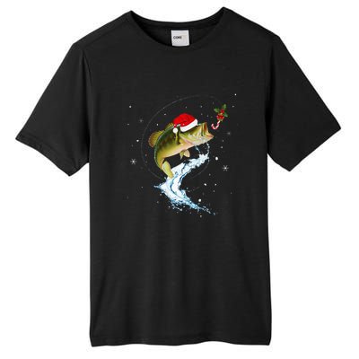 Funny Bass Fishing Santa Hat Christmas Pajama Fisher Fish Tall Fusion ChromaSoft Performance T-Shirt