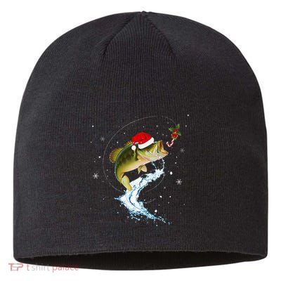 Funny Bass Fishing Santa Hat Christmas Pajama Fisher Fish Sustainable Beanie