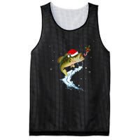 Funny Bass Fishing Santa Hat Christmas Pajama Fisher Fish Mesh Reversible Basketball Jersey Tank