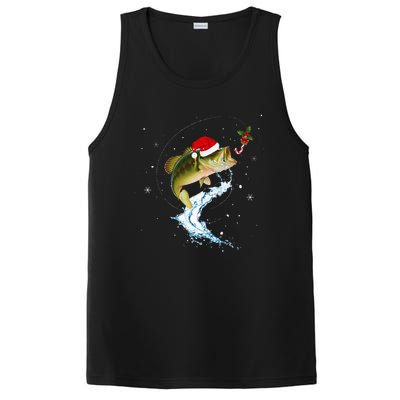 Funny Bass Fishing Santa Hat Christmas Pajama Fisher Fish PosiCharge Competitor Tank