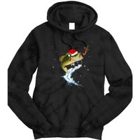 Funny Bass Fishing Santa Hat Christmas Pajama Fisher Fish Tie Dye Hoodie