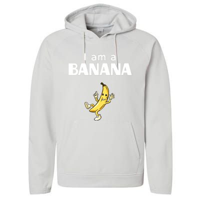 Funny Banana Fruit Halloween Costume I Am A Banana Performance Fleece Hoodie