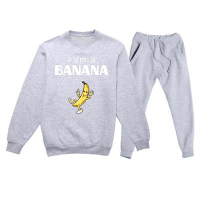 Funny Banana Fruit Halloween Costume I Am A Banana Premium Crewneck Sweatsuit Set