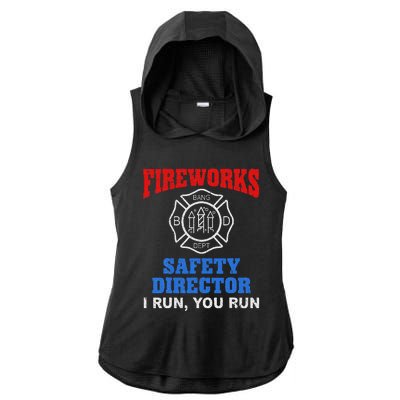 Funny Bang Firecracker Firework Safety Director I Run You Ru Ladies PosiCharge Tri-Blend Wicking Draft Hoodie Tank