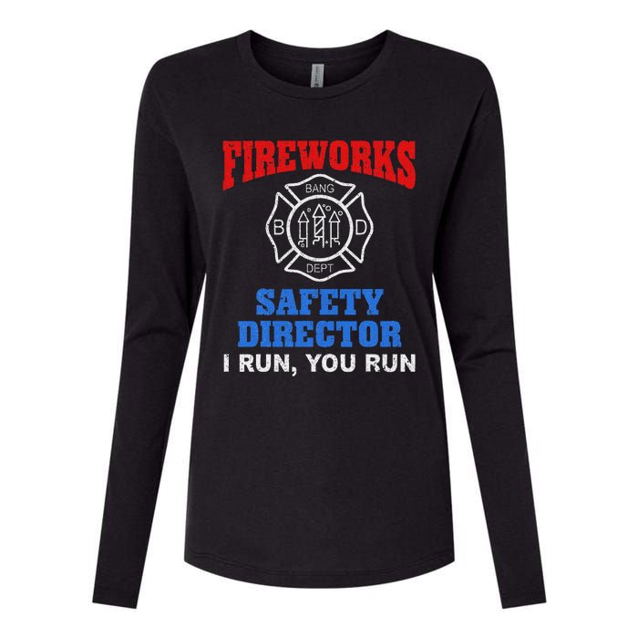 Funny Bang Firecracker Firework Safety Director I Run You Ru Womens Cotton Relaxed Long Sleeve T-Shirt