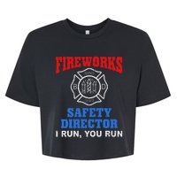 Funny Bang Firecracker Firework Safety Director I Run You Ru Bella+Canvas Jersey Crop Tee