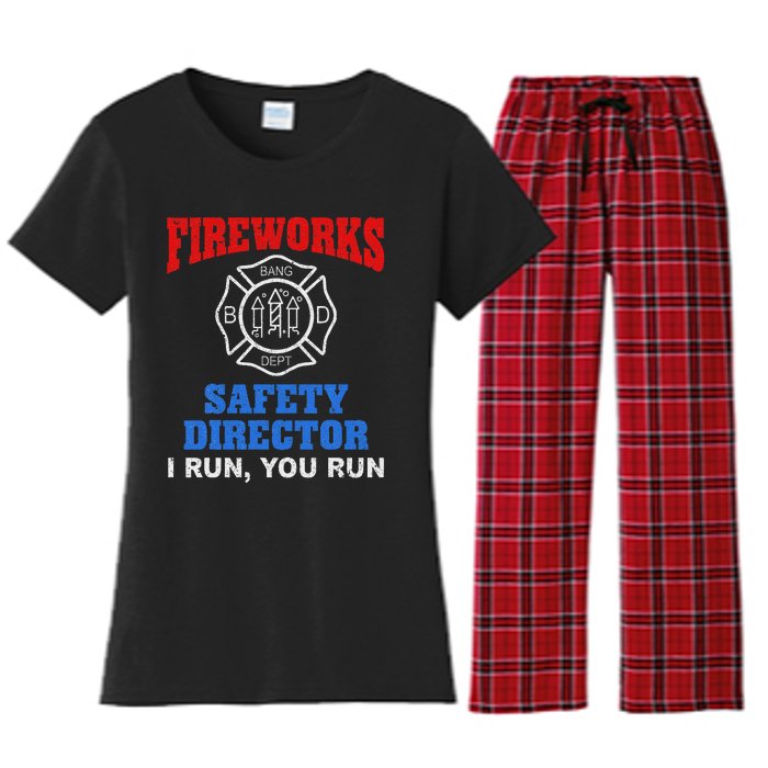 Funny Bang Firecracker Firework Safety Director I Run You Ru Women's Flannel Pajama Set