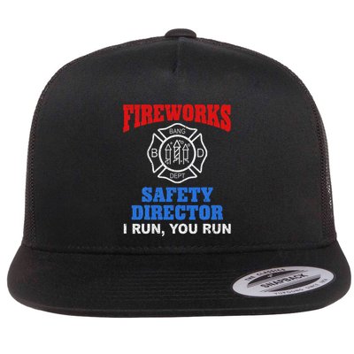 Funny Bang Firecracker Firework Safety Director I Run You Ru Flat Bill Trucker Hat