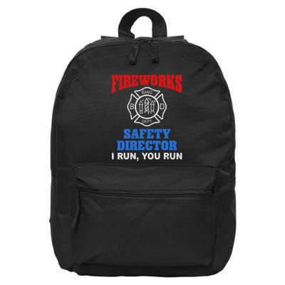 Funny Bang Firecracker Firework Safety Director I Run You Ru 16 in Basic Backpack