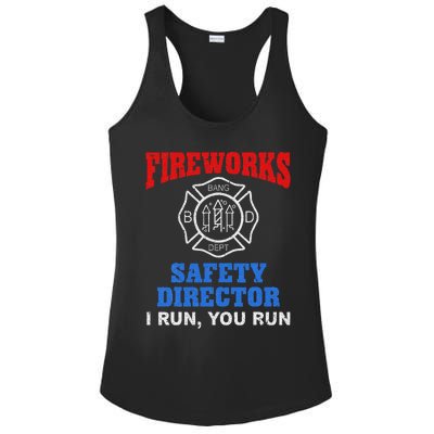 Funny Bang Firecracker Firework Safety Director I Run You Ru Ladies PosiCharge Competitor Racerback Tank