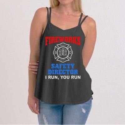 Funny Bang Firecracker Firework Safety Director I Run You Ru Women's Strappy Tank