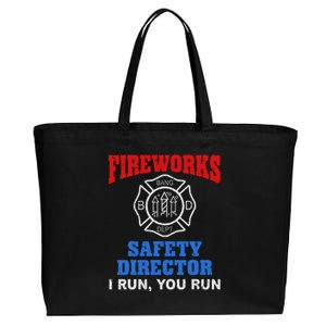 Funny Bang Firecracker Firework Safety Director I Run You Ru Cotton Canvas Jumbo Tote