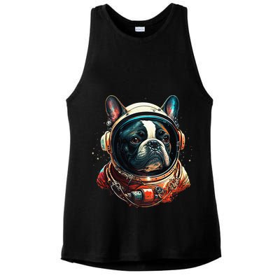 French Bulldog Frenchie Astronaut in the Space Ladies PosiCharge Tri-Blend Wicking Tank