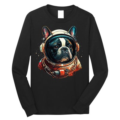 French Bulldog Frenchie Astronaut in the Space Long Sleeve Shirt