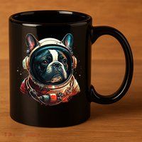 French Bulldog Frenchie Astronaut in the Space 11oz C Handle Ceramic Mug