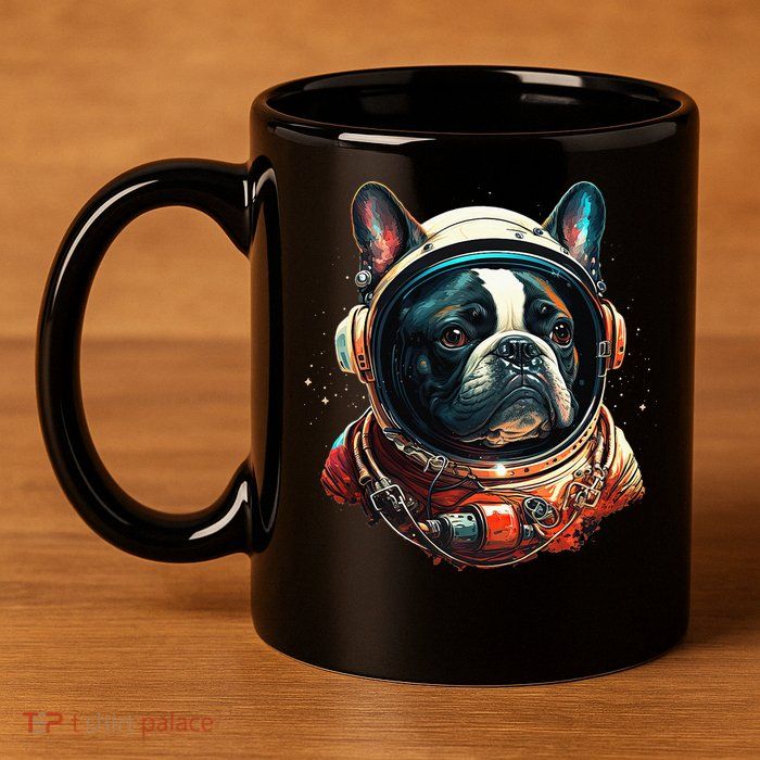 French Bulldog Frenchie Astronaut in the Space 11oz C Handle Ceramic Mug