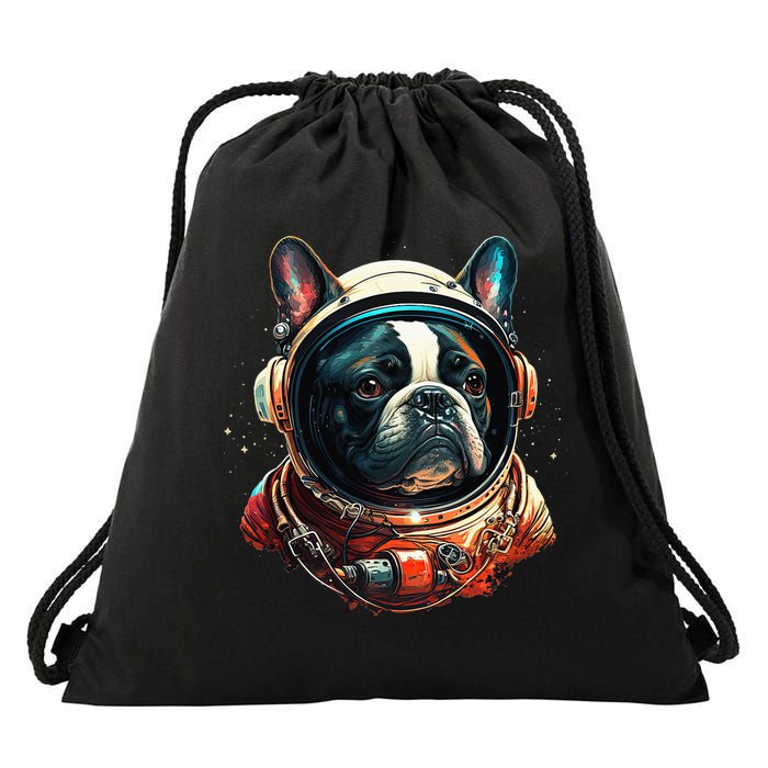 French Bulldog Frenchie Astronaut in the Space Drawstring Bag