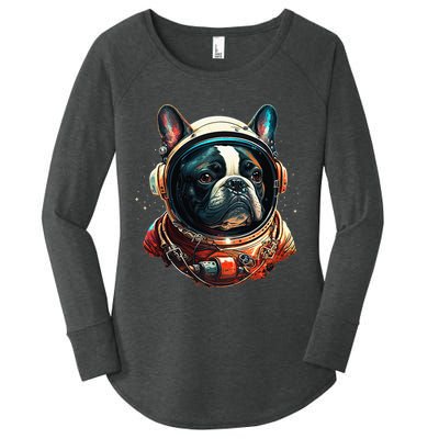 French Bulldog Frenchie Astronaut in the Space Women's Perfect Tri Tunic Long Sleeve Shirt