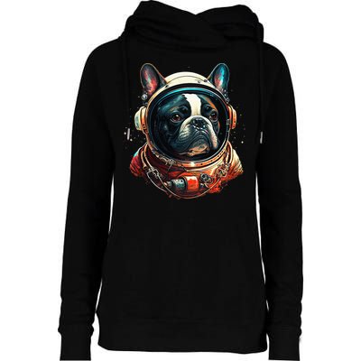 French Bulldog Frenchie Astronaut in the Space Womens Funnel Neck Pullover Hood