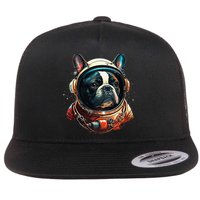 French Bulldog Frenchie Astronaut in the Space Flat Bill Trucker Hat