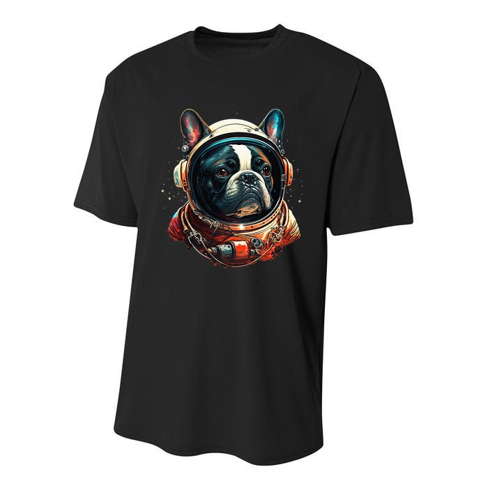French Bulldog Frenchie Astronaut in the Space Youth Performance Sprint T-Shirt