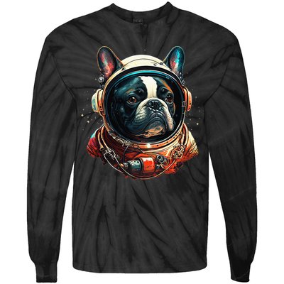 French Bulldog Frenchie Astronaut in the Space Tie-Dye Long Sleeve Shirt