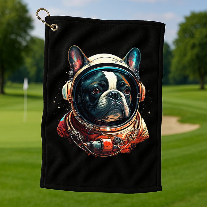 French Bulldog Frenchie Astronaut in the Space Golf Towel