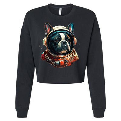 French Bulldog Frenchie Astronaut in the Space Cropped Pullover Crew
