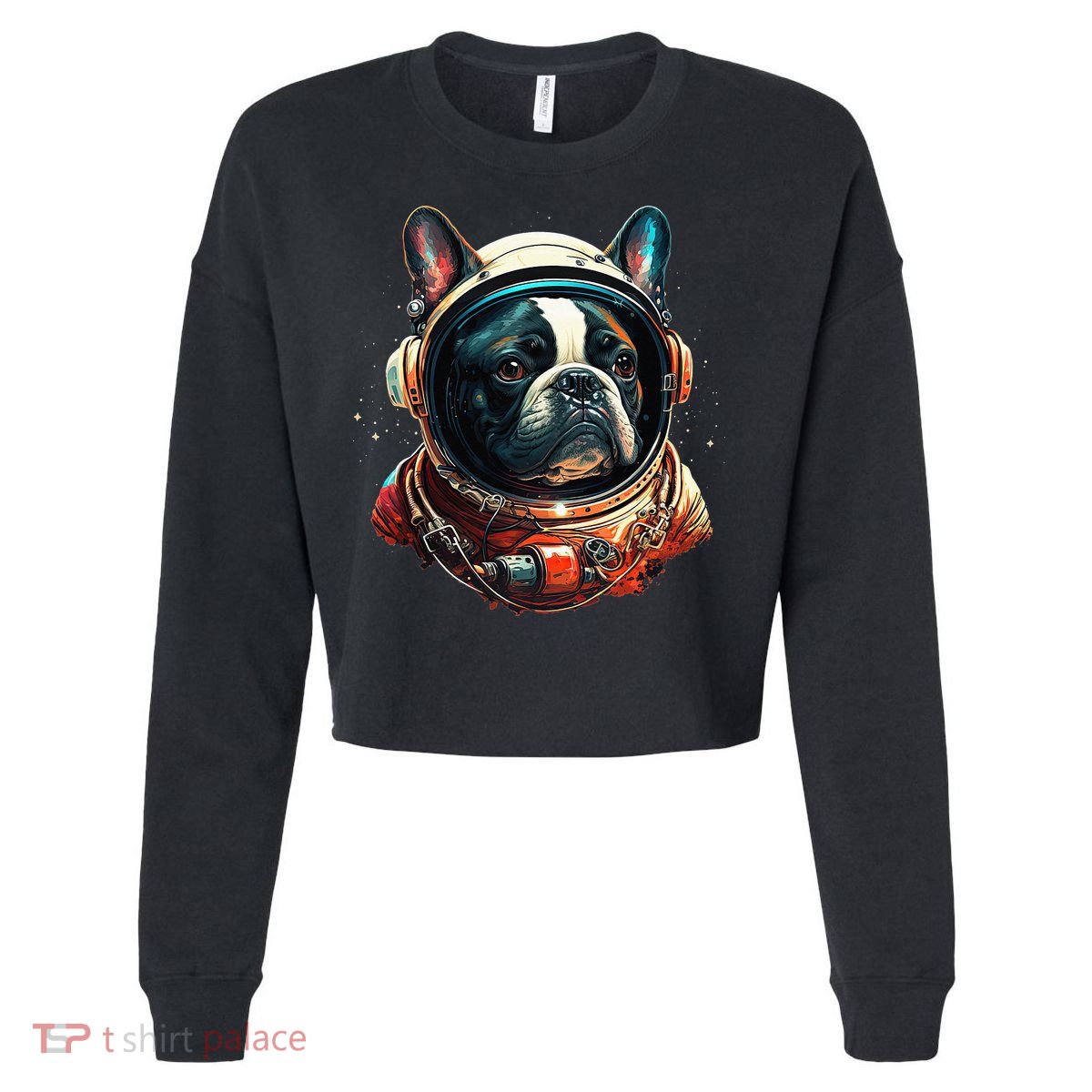 French Bulldog Frenchie Astronaut in the Space Cropped Pullover Crew