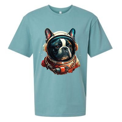 French Bulldog Frenchie Astronaut in the Space Sueded Cloud Jersey T-Shirt