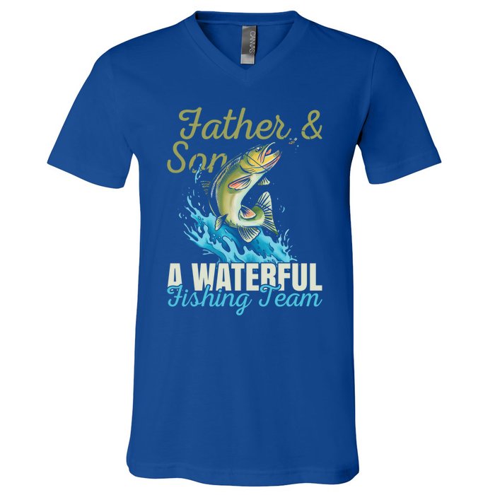 Fishing Buddies Fathers Day Pun Fishing Dad Meaningful Gift V-Neck T-Shirt