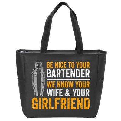 Funny Bartender Zip Tote Bag